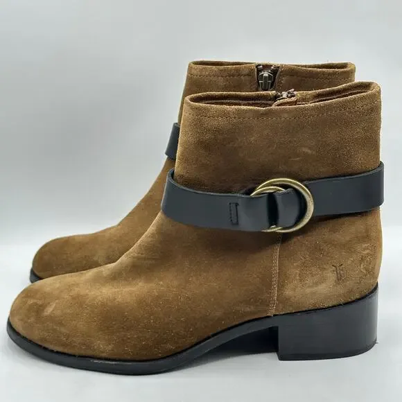 FRYE Suede Kristen Harness Boot Short Tan Brown Size 10 - Picture 4 of 7